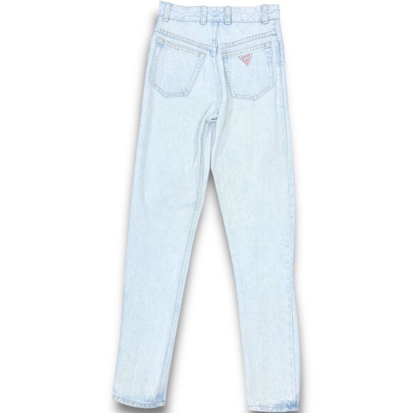 Vintage Guess Womens Light Wash 1050 High Waisted Rise Logo Patch Jeans 27 27" - Picture 8 of 16